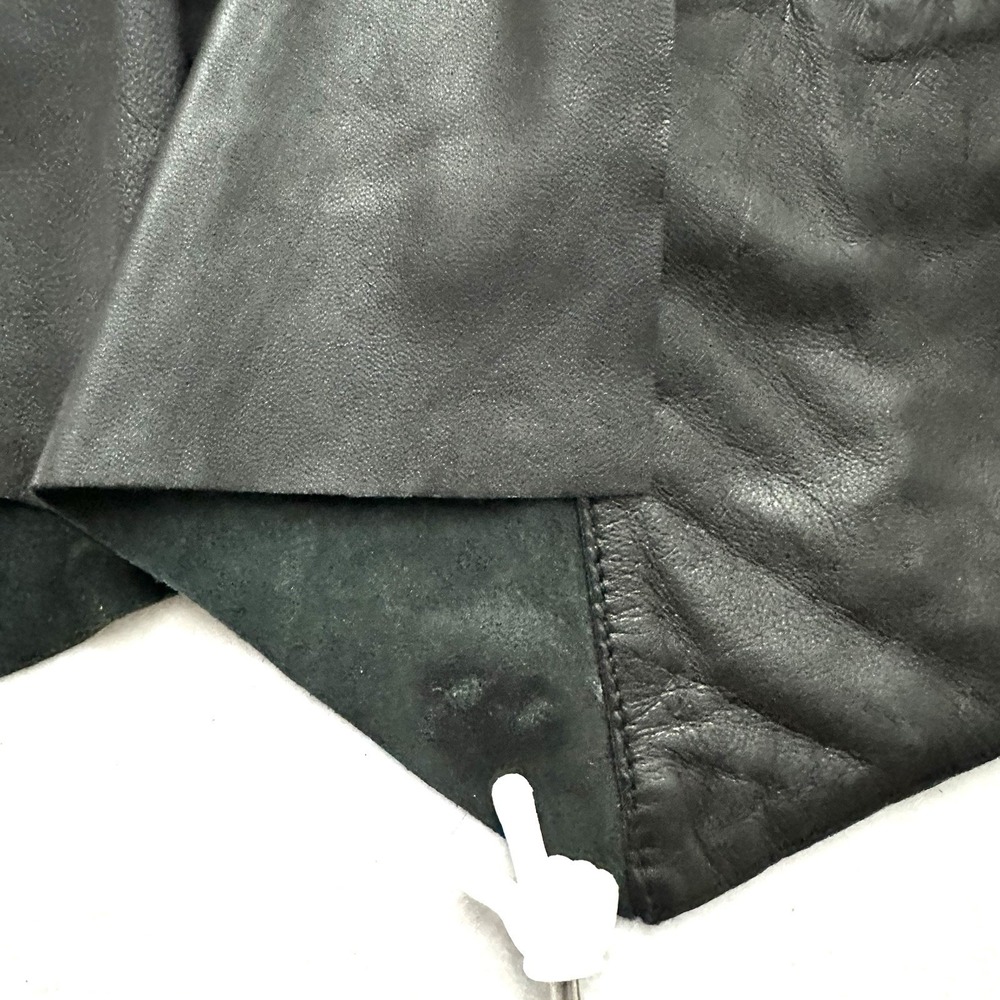 Trouve‎ Raw Edge M Medium Black Soft Leather Moto Jacket Waterfall Open Front - Picture 9 of 12